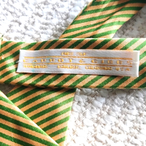 Vintage Carrot & Gibbs pure horizontal striped Silk self- tied Bowtie, size OS - Picture 2 of 9